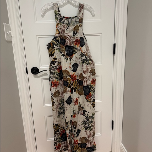 Floral Patterned Jumpsuit with Earthy Tones - Picture 1 of 4